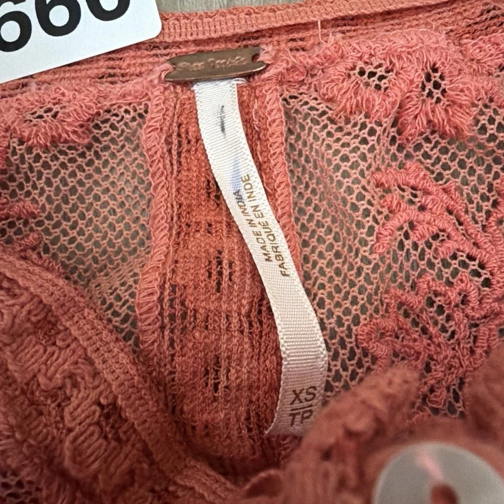 Free People Still The One Lace Embroidered Embroidered Bodysuit Coral Pink XS